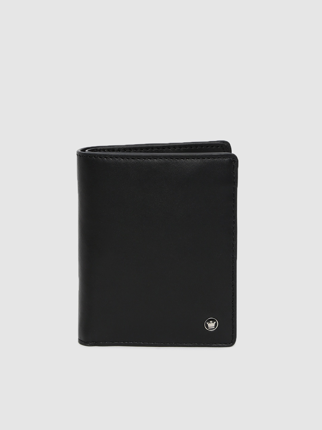 

Louis Philippe Men Black Solid Two Fold Leather Wallet