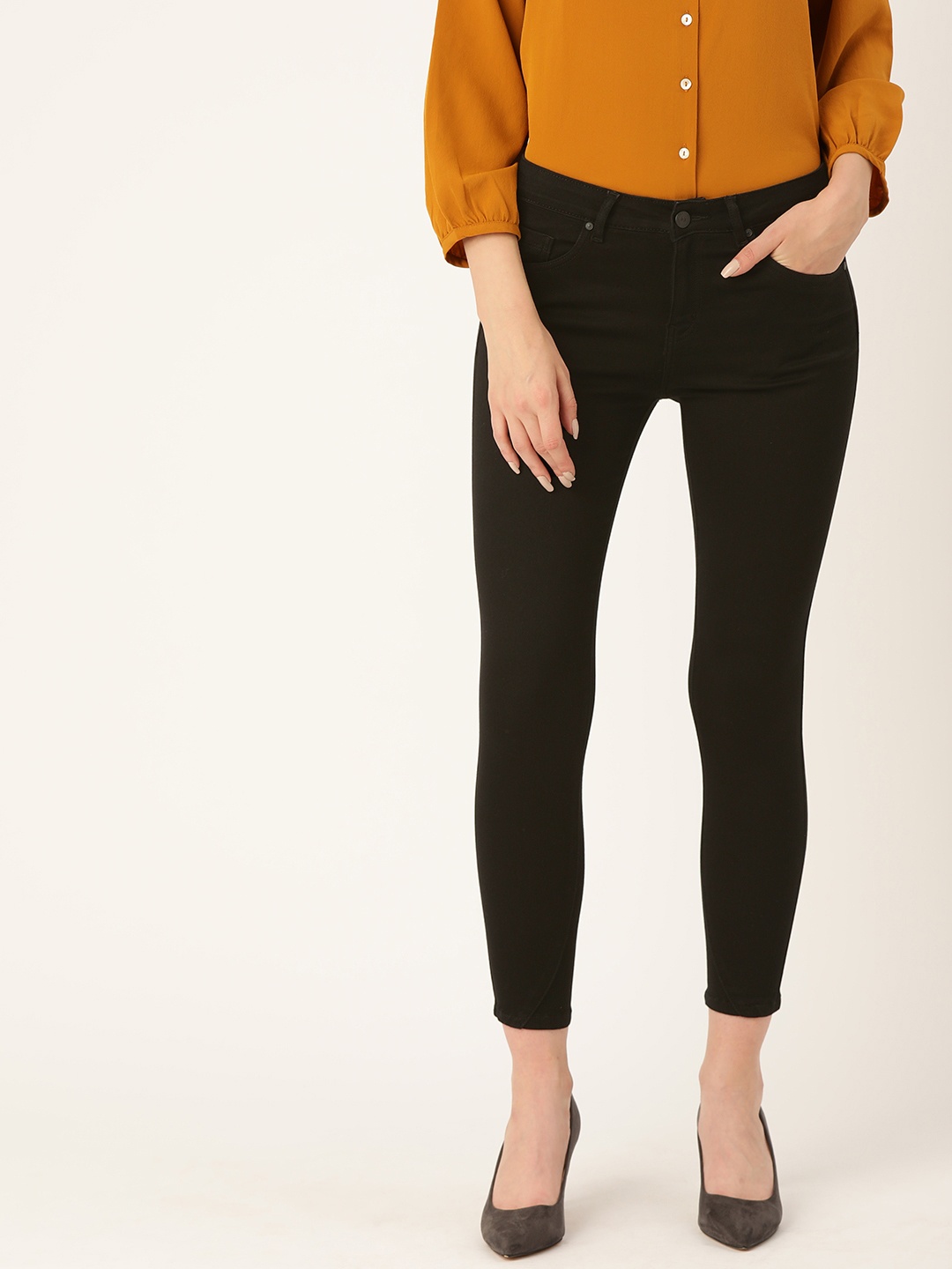 

Madame Women Black Skinny Fit Mid-Rise Clean Look Stretchable Jeans