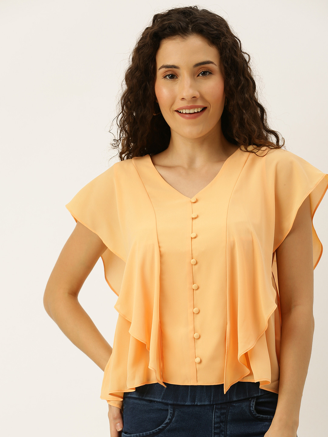 

Madame Women Orange Solid Top