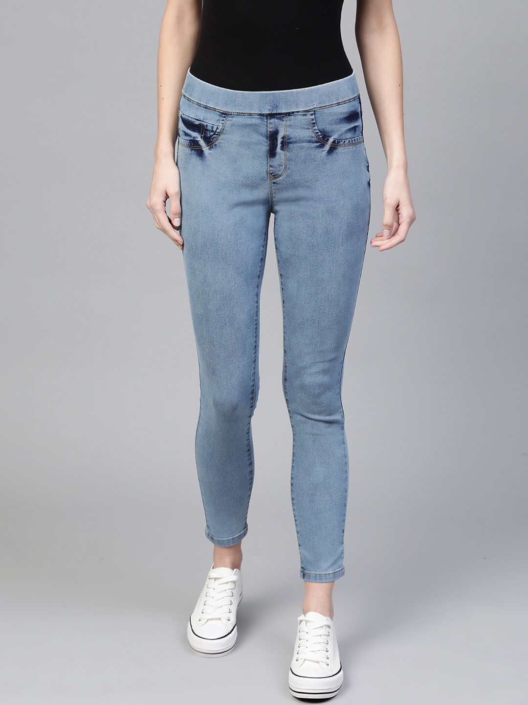 

Roadster Women Blue Super Skinny Fit Washed Treggings