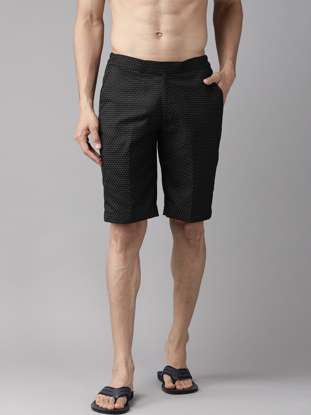 

Shaftesbury London Men Black & White Self Design Slim Fit Surfing Sports Shorts