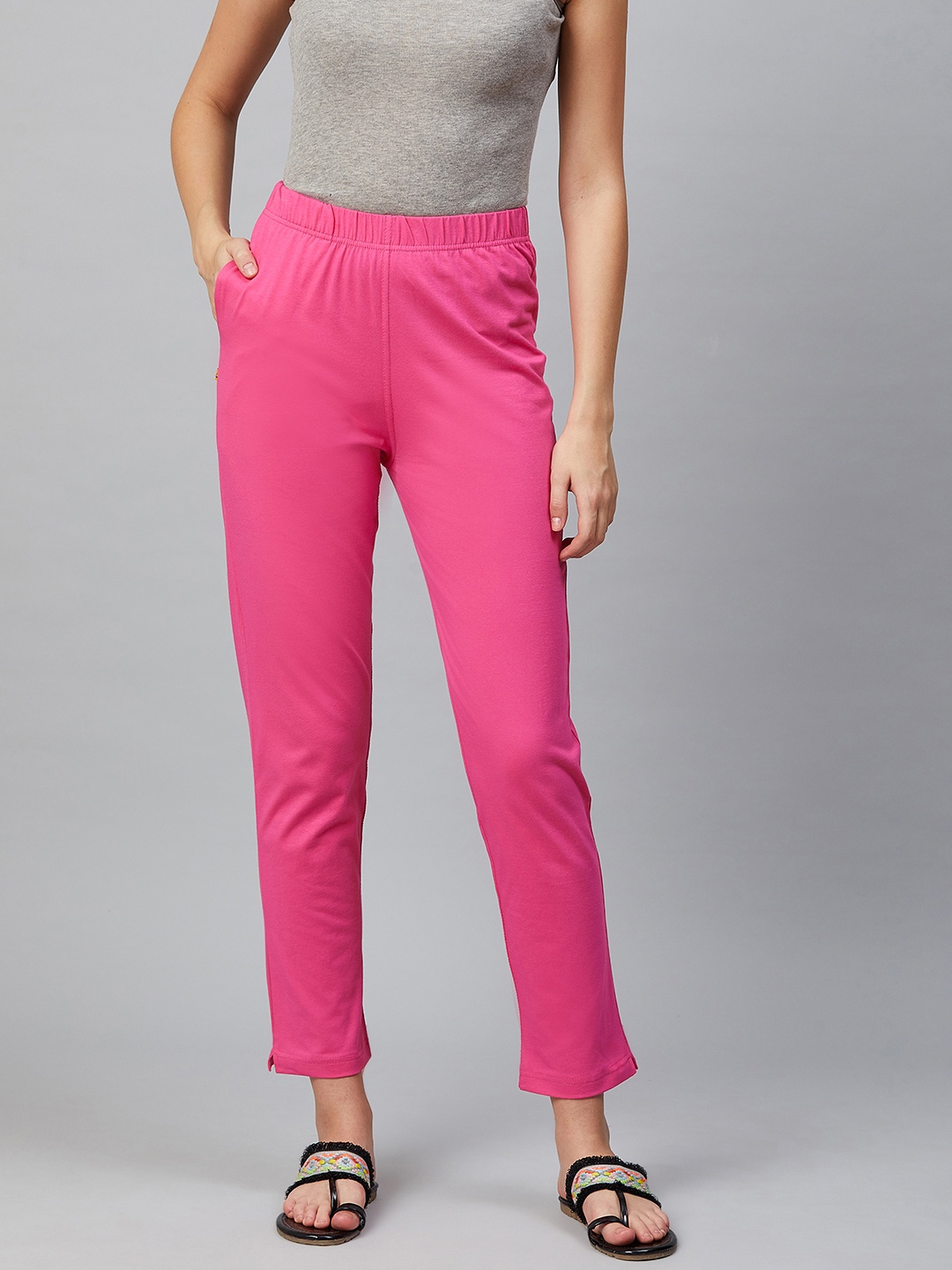 

AURELIA Women Pink Regular Fit Solid Regular Trousers