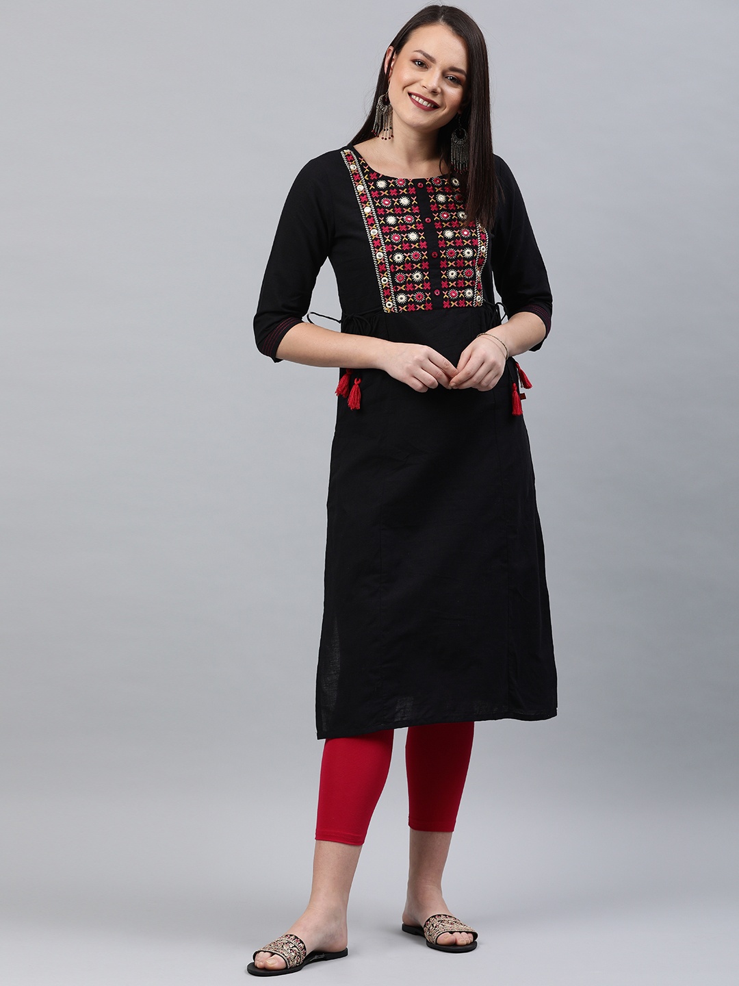 

Alena Women Black Yoke Design A-Line Kurta