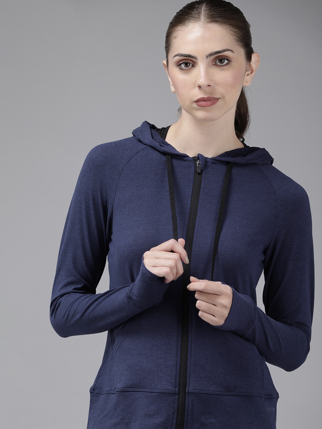 

Van Heusen Women Hooded Training or Gym Sporty Jacket, Navy blue