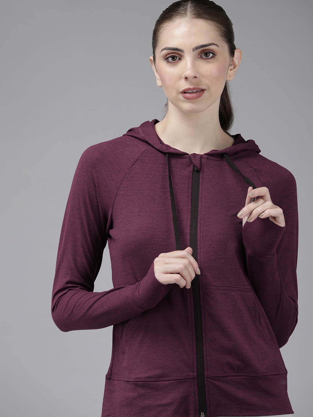 

Van Heusen Women Hooded Training or Gym Sporty Jacket, Burgundy