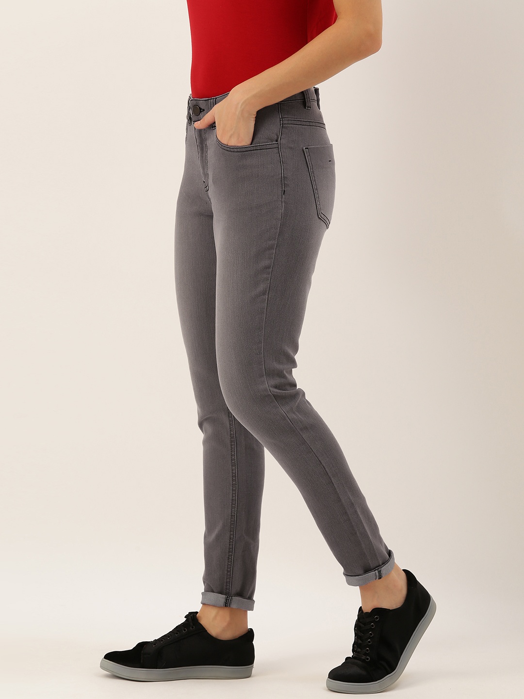 

DressBerry Women Grey Skinny Fit Mid-Rise Clean Look Stretchable Jeans