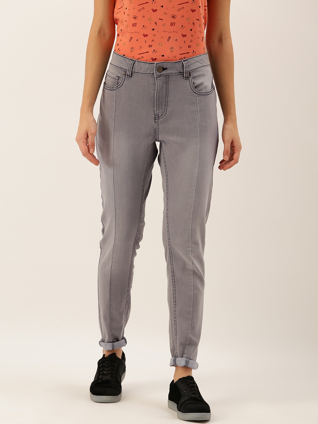 

DressBerry Women Grey Skinny Fit Mid-Rise Clean Look Panelled Stretchable Jeans