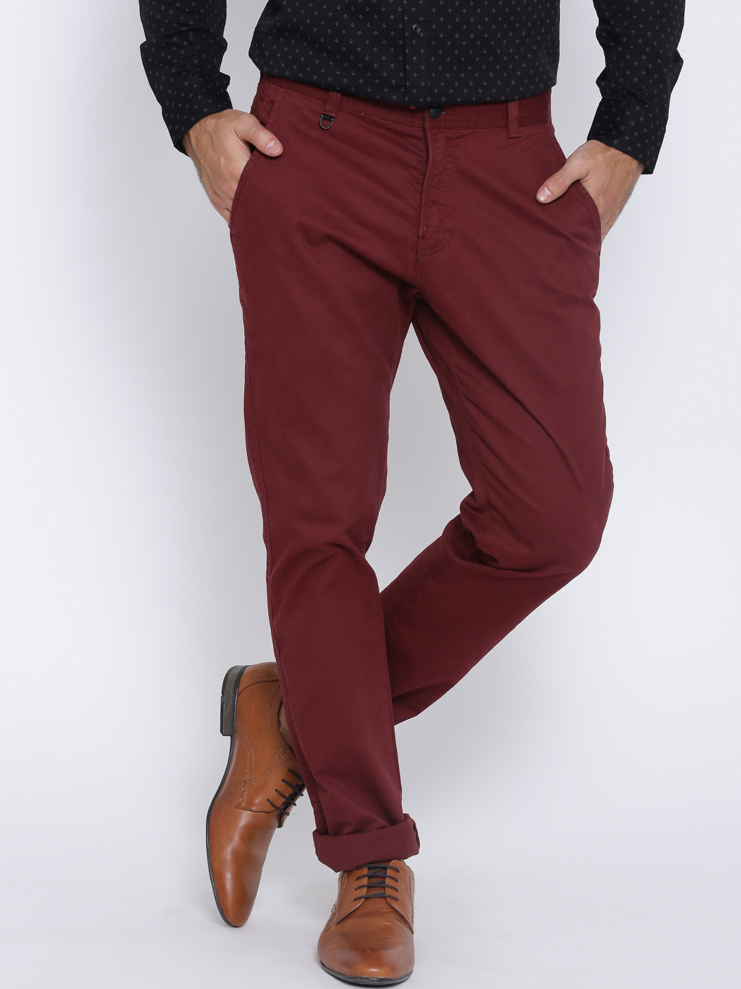 

Blackberrys Burgundy Sharp Fit Casual Trousers