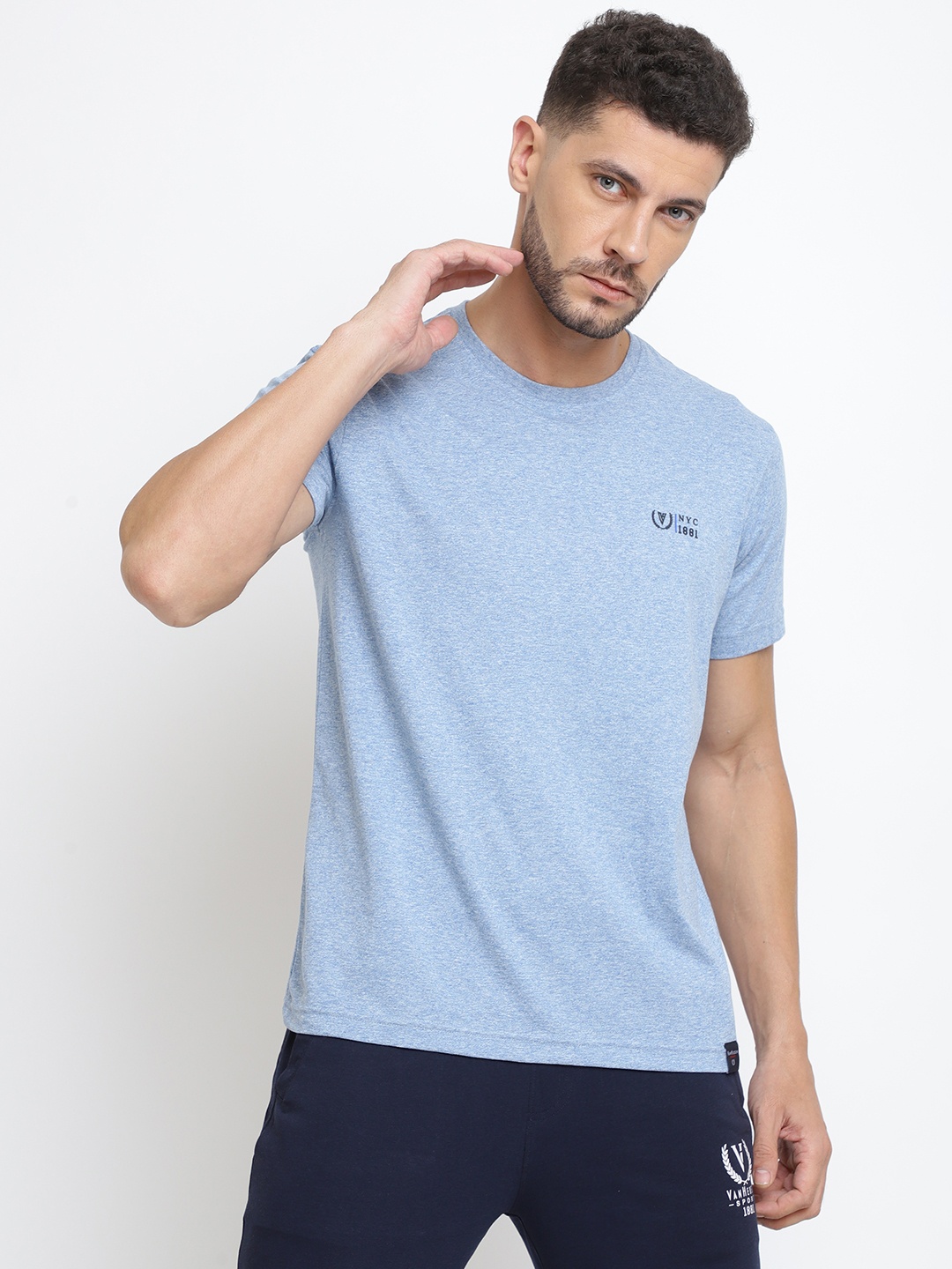 

Van Heusen Men Solid Round Neck T-shirt, Blue