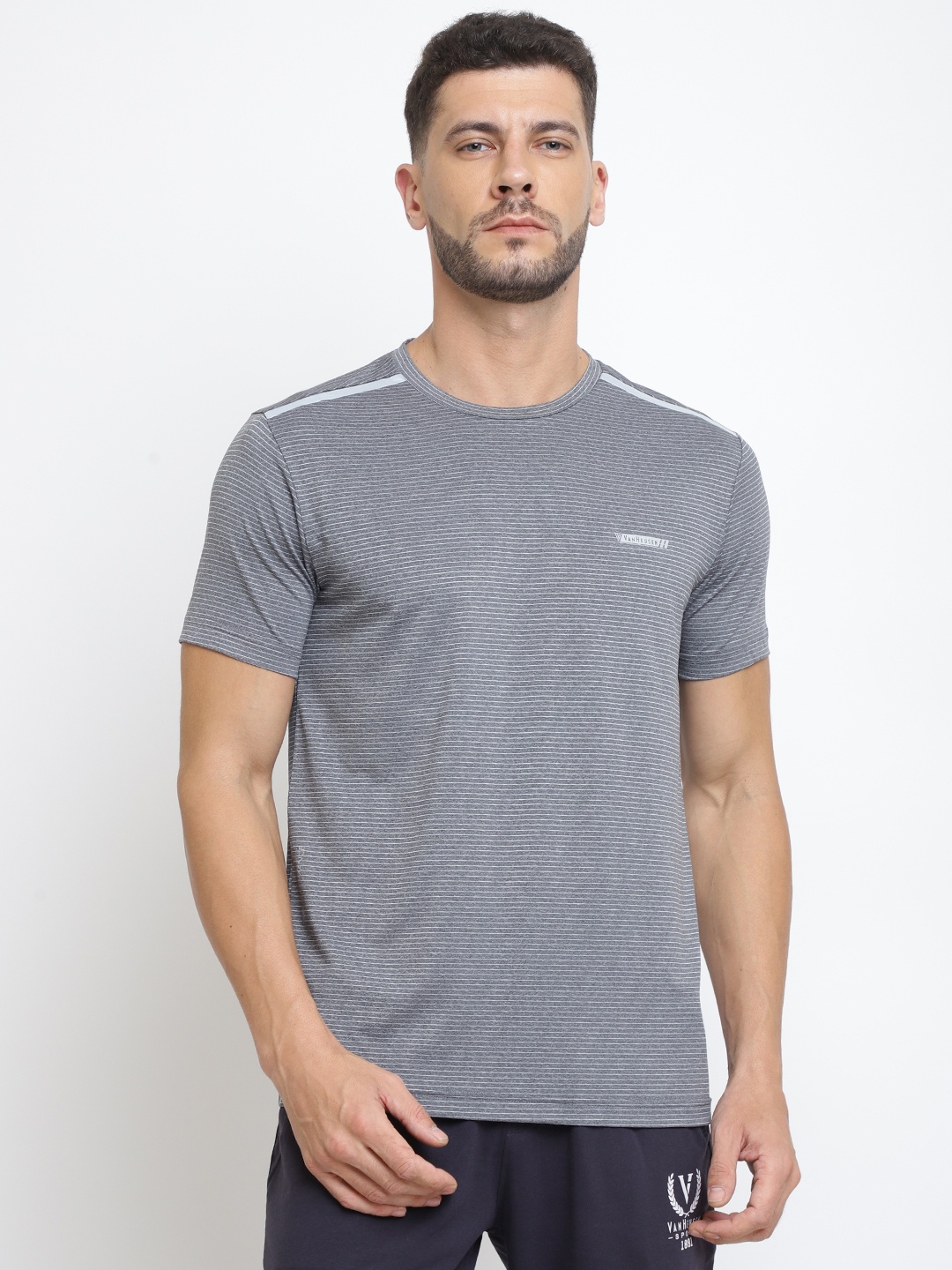 

Van Heusen Round Neck Striped Swift-Dry T-shirt, Grey