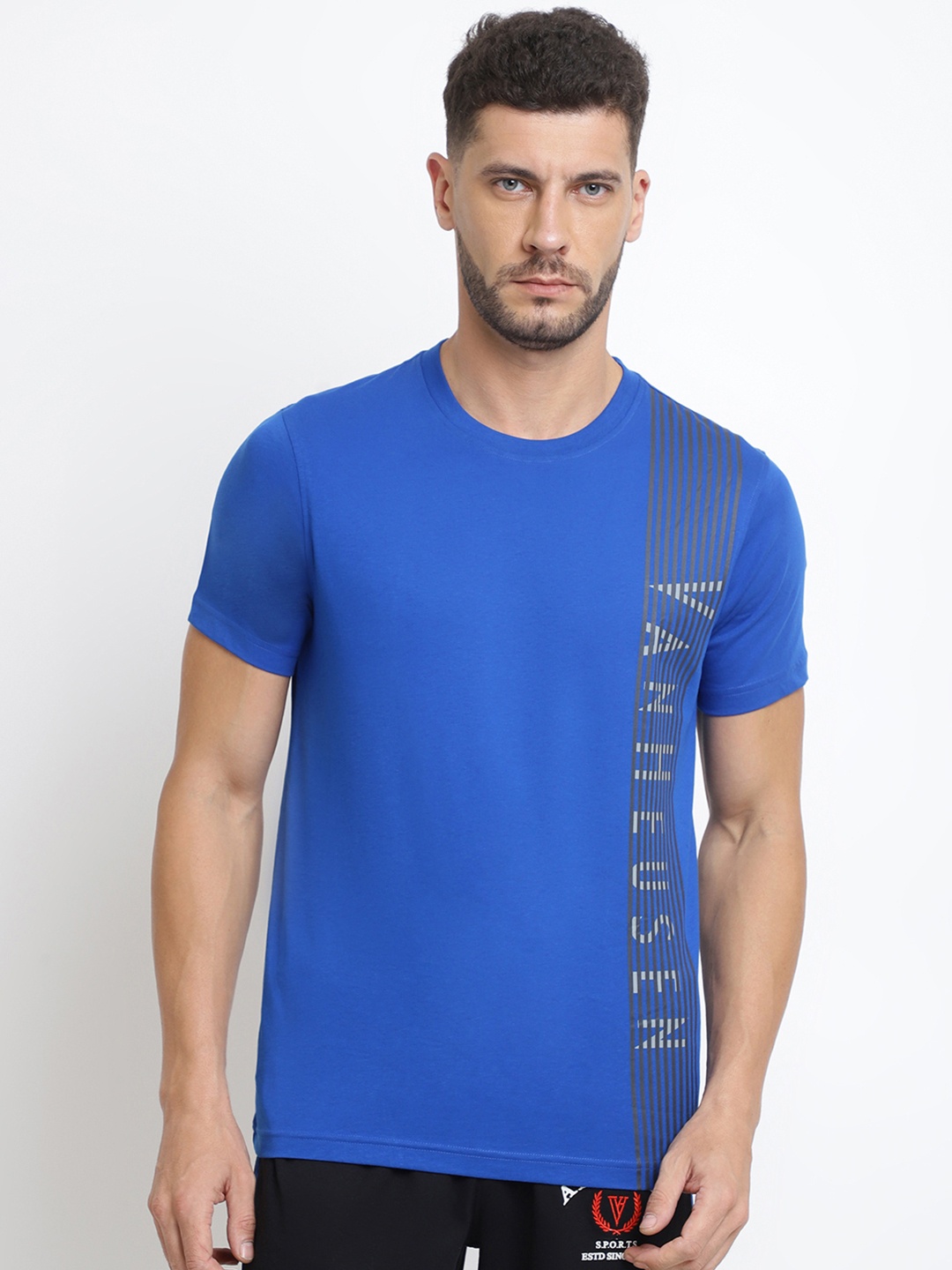 

Van Heusen Men Brand Logo Printed T-shirt, Blue