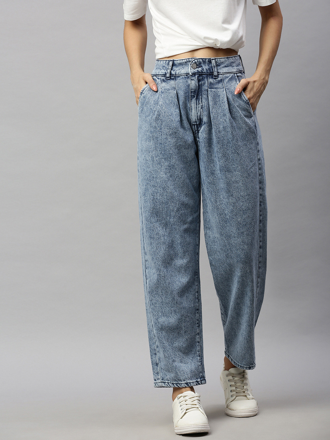 

ONLY Women Blue Relaxed Fit High-Rise Clean Look Jeans