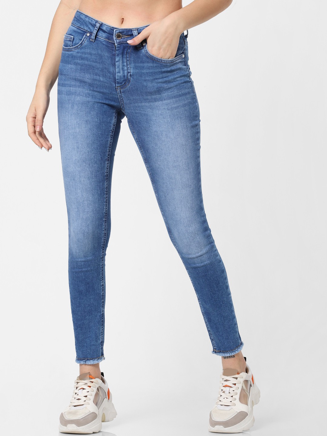 

ONLY Women Blue Skinny Fit Mid-Rise Clean Look Stretchable Jeans