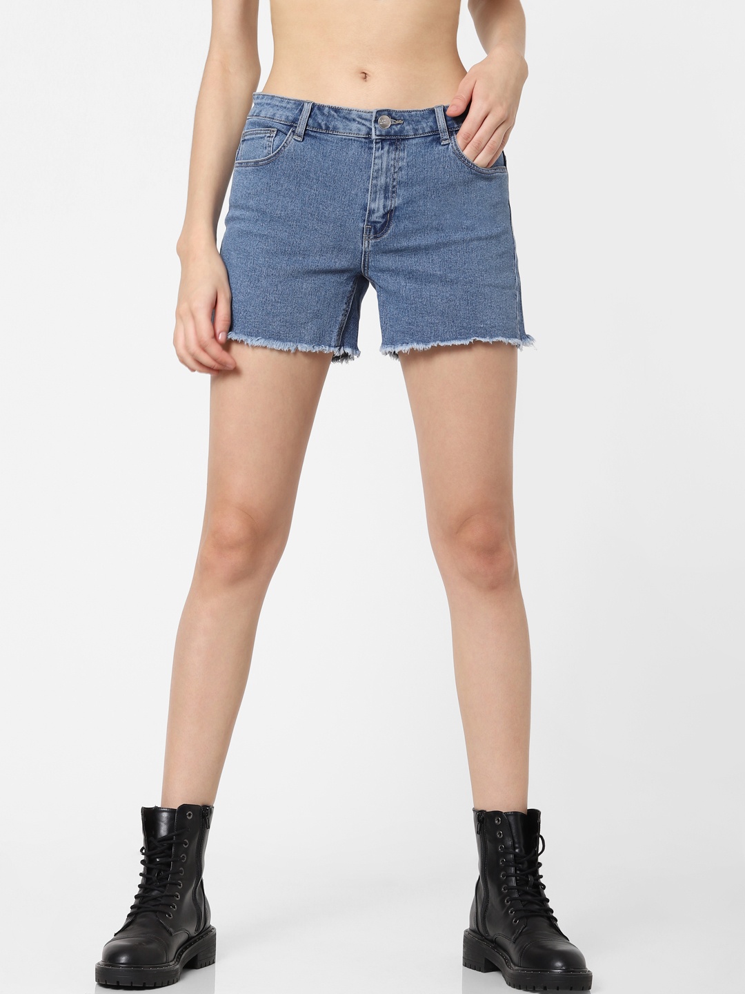 

ONLY Women Blue Washed Skinny Fit Denim Shorts