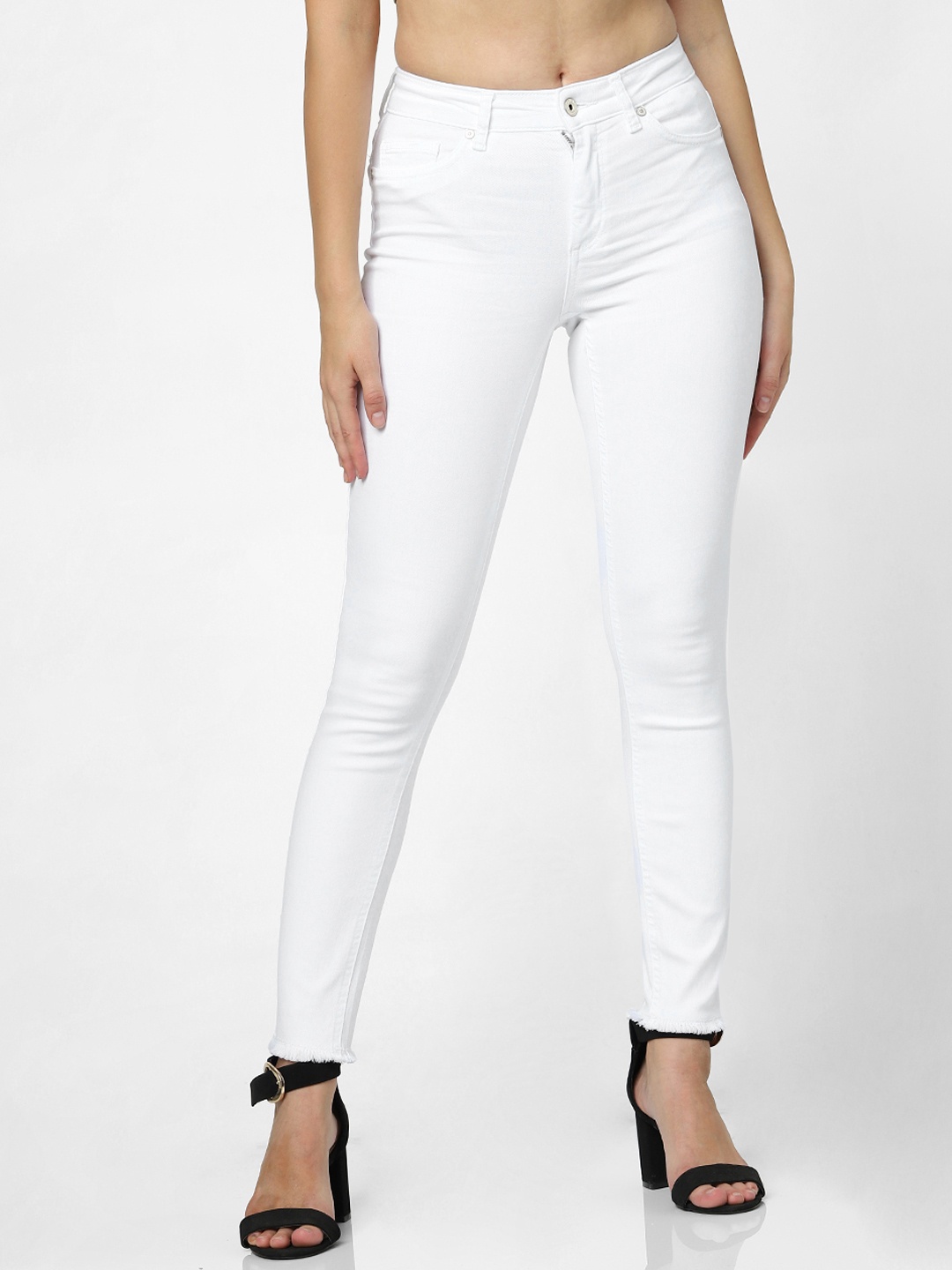 

ONLY Women White Skinny Fit Mid-Rise Clean Look Stretchable Jeans