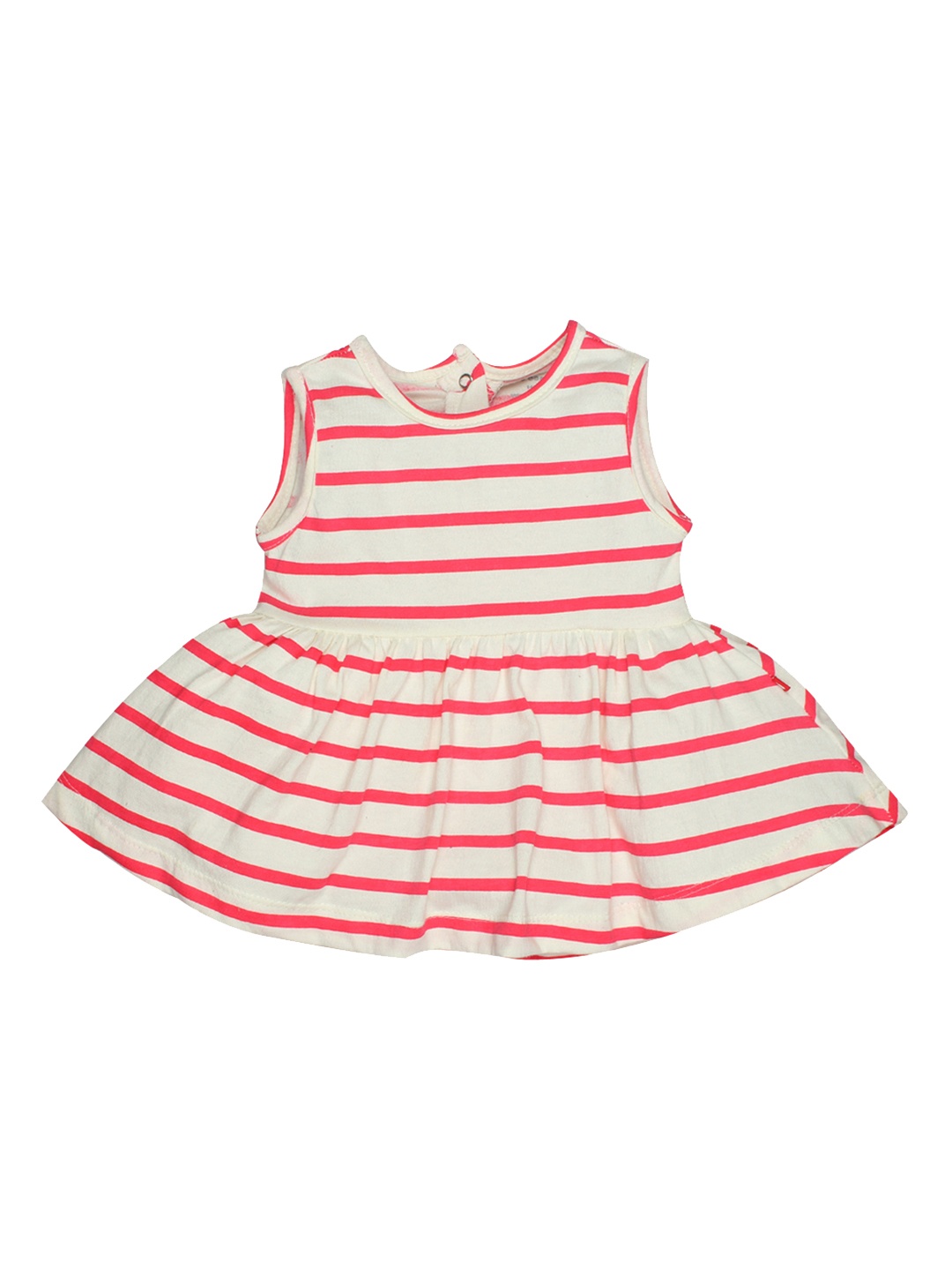 

Nino Bambino Girls Red & White Organic Cotton Striped Fit and Flare Dress