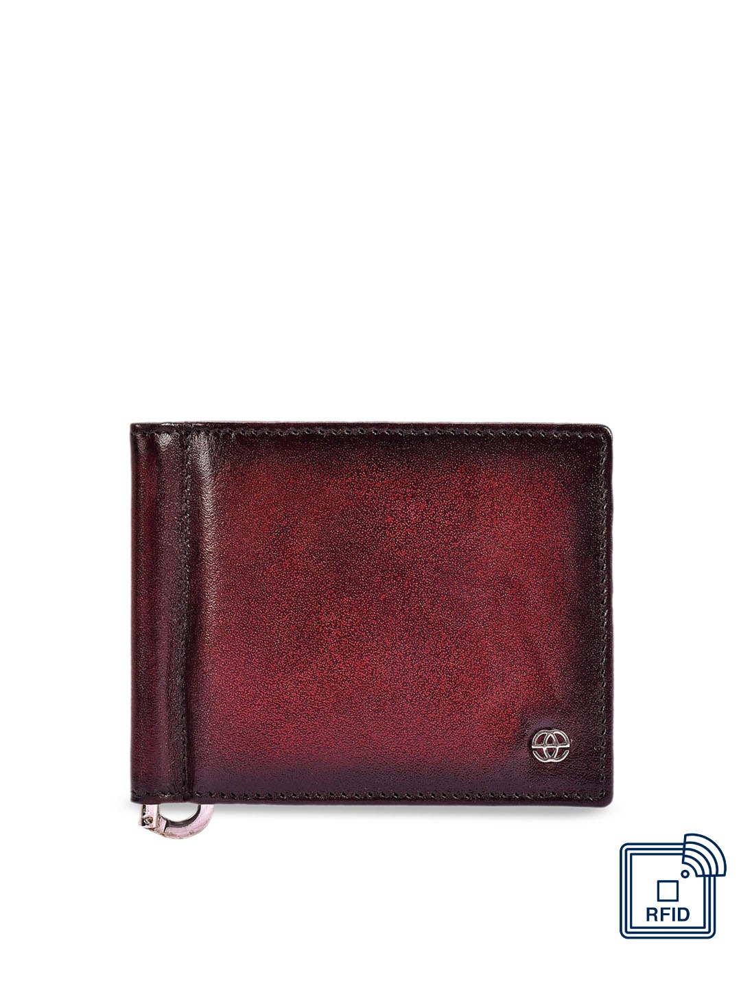 

Eske Men Magenta & Black Solid Two Fold Wallet