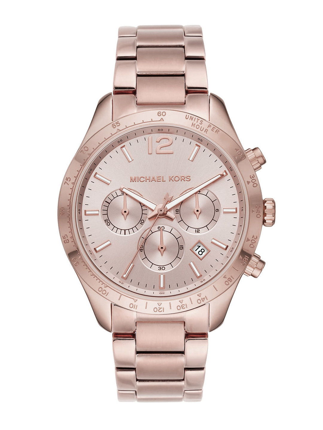 

Michael Kors Women Bracelet Style Straps Chronograph Analogue Watch MK6796, Rose