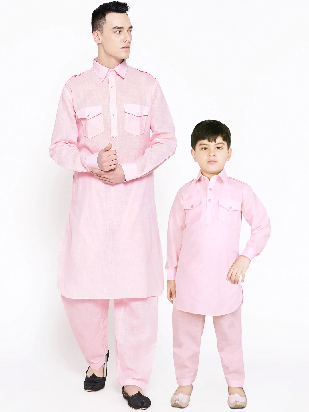 

SG YUVRAJ Boys Pink Solid Kurta with Salwar