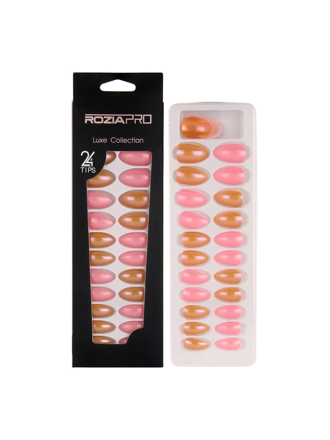 

Rozia 24 Piece Artificial Nail Art Kit with Glue, Pink