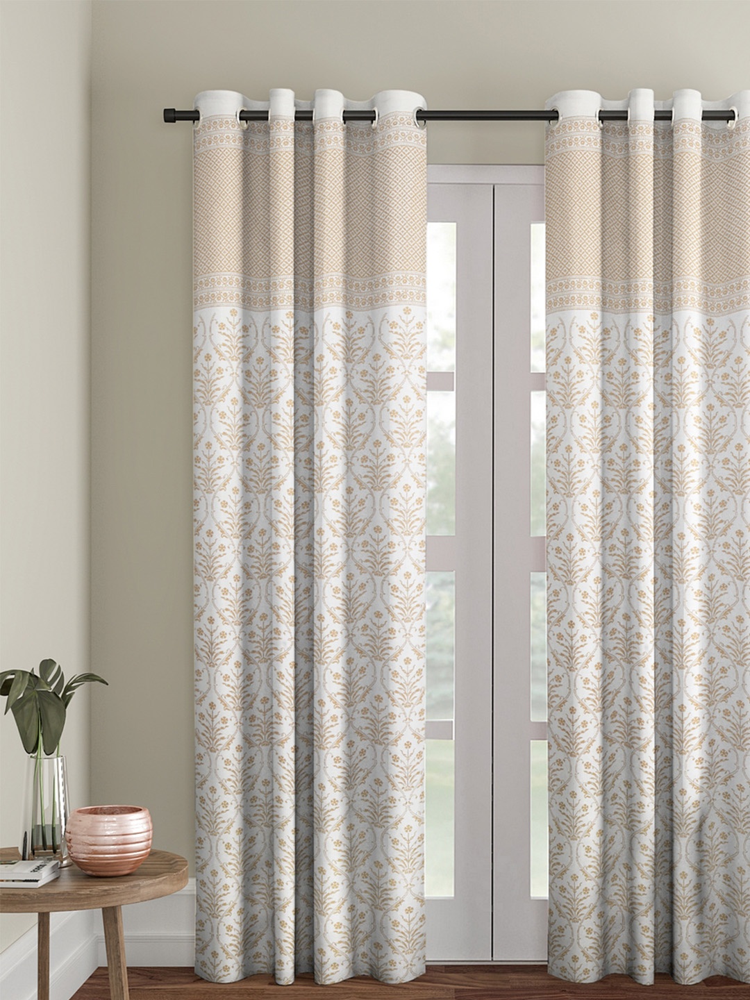 

Rajasthan Decor White & Gold-Toned Printed Door Curtain