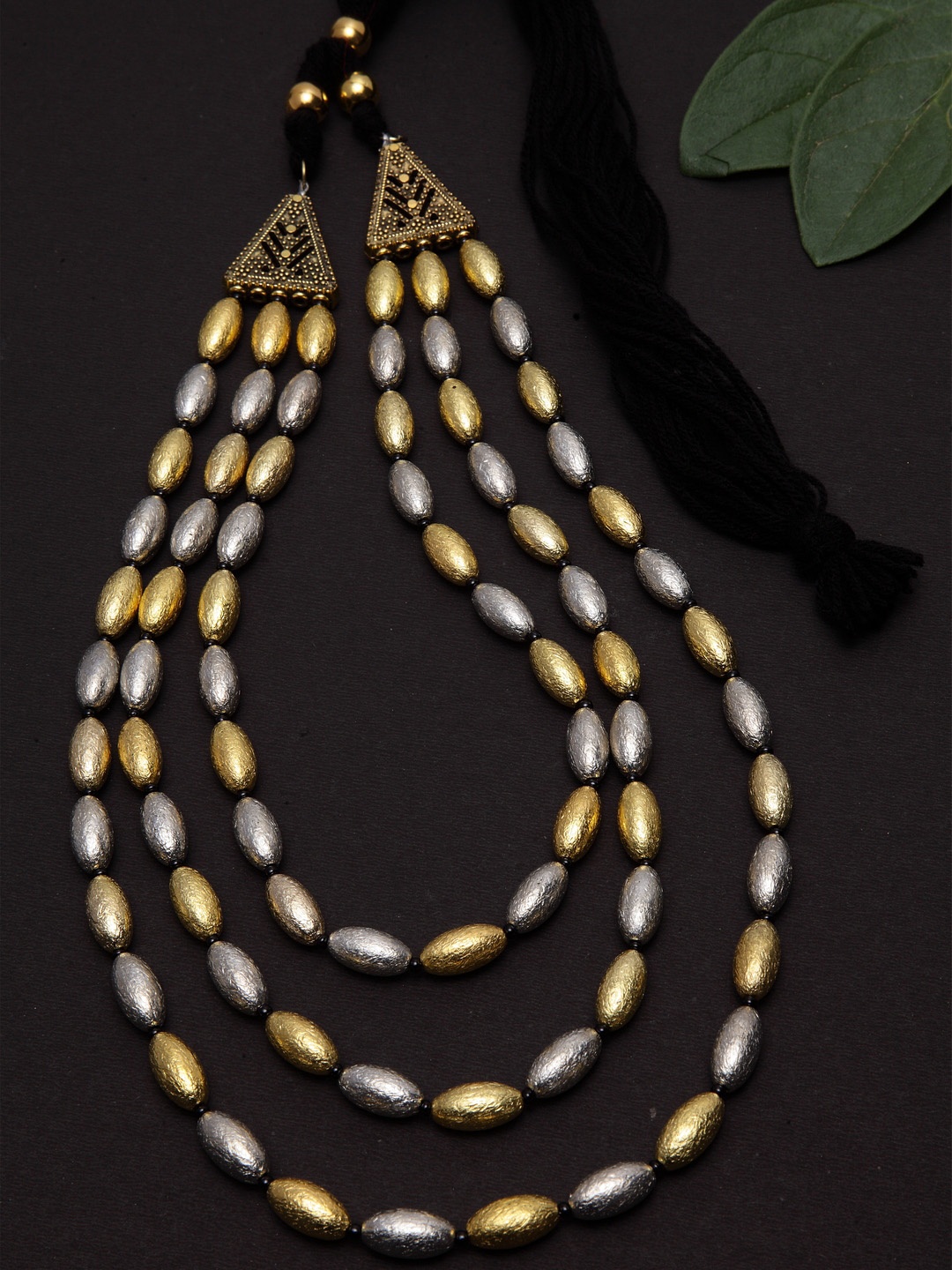 

PANASH Silver-Toned Gold-Plated German Silver Beaded Layered Necklace