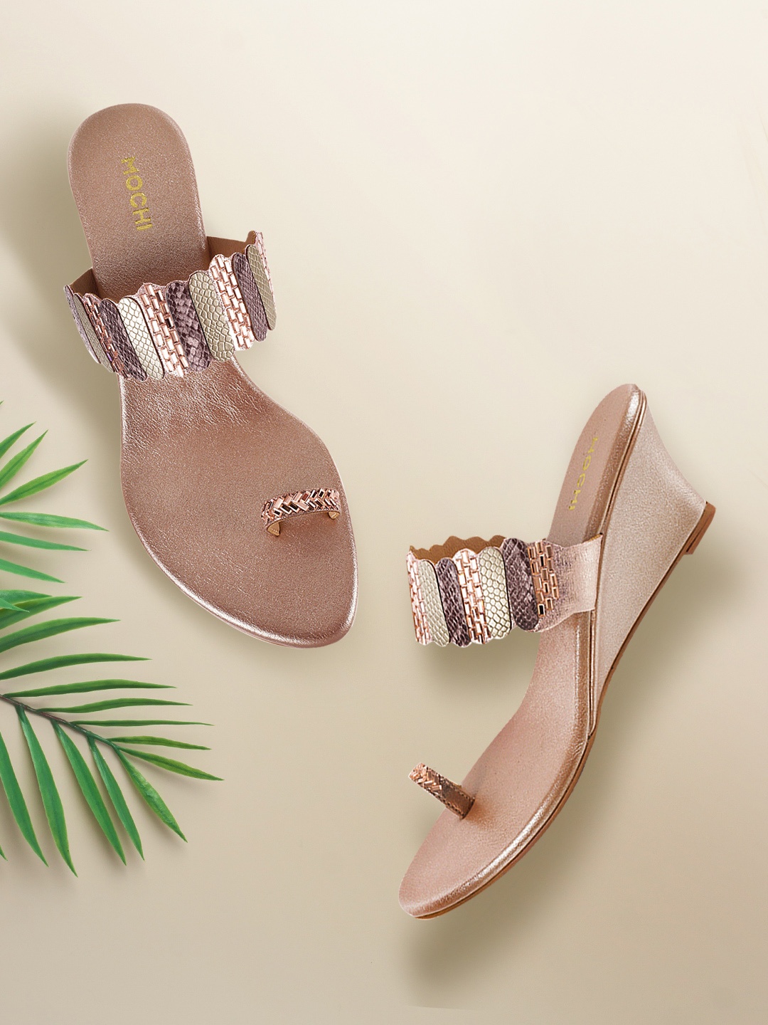 

Mochi Women Gold-Toned Animal Printed Heels