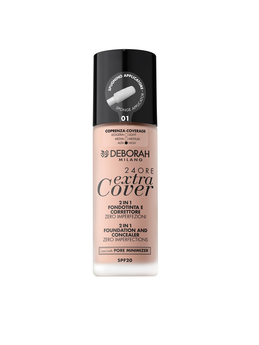 

Deborah Milano 24Ore Extra Cover 2 in 1 Foundation & Concealer 35.2 g - 01 Fair, Beige