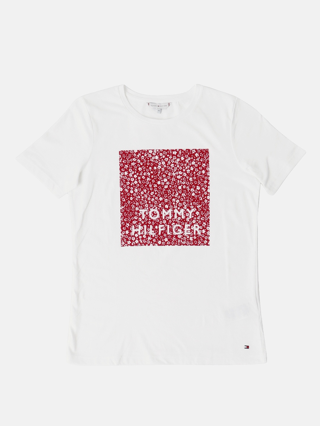 

Tommy Hilfiger Women White Red Printed Pure Cotton T-shirt