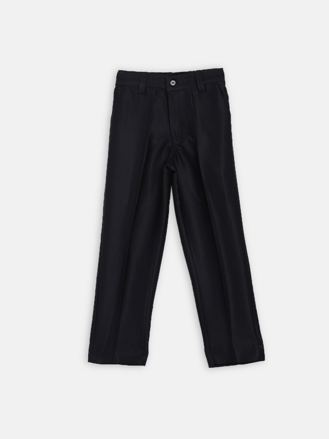 

Blue Giraffe Boys Navy Blue Slim Fit Solid Regular Trousers