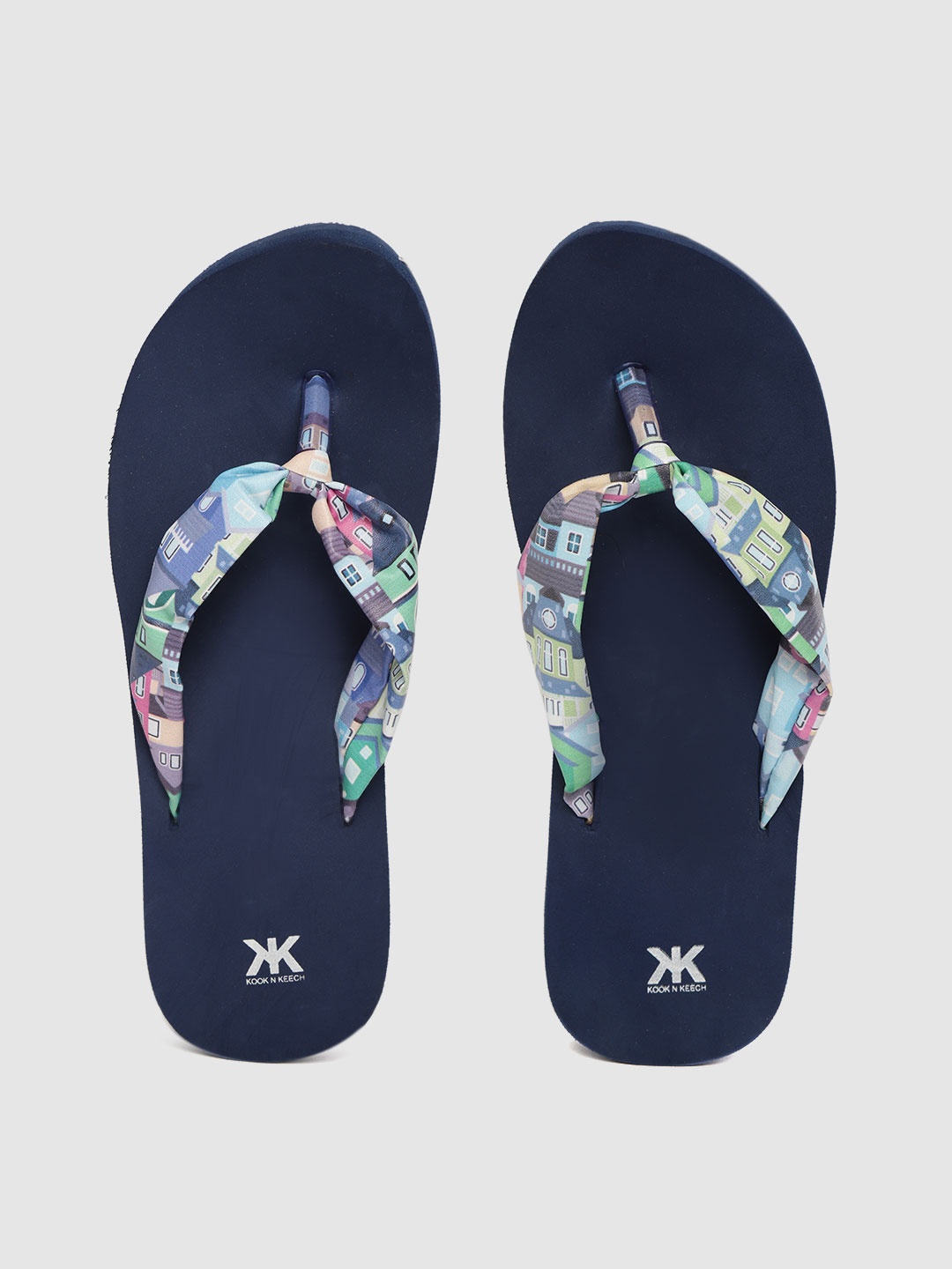 

Kook N Keech Women Multicoloured Printed Thong Flip-Flops, Multi