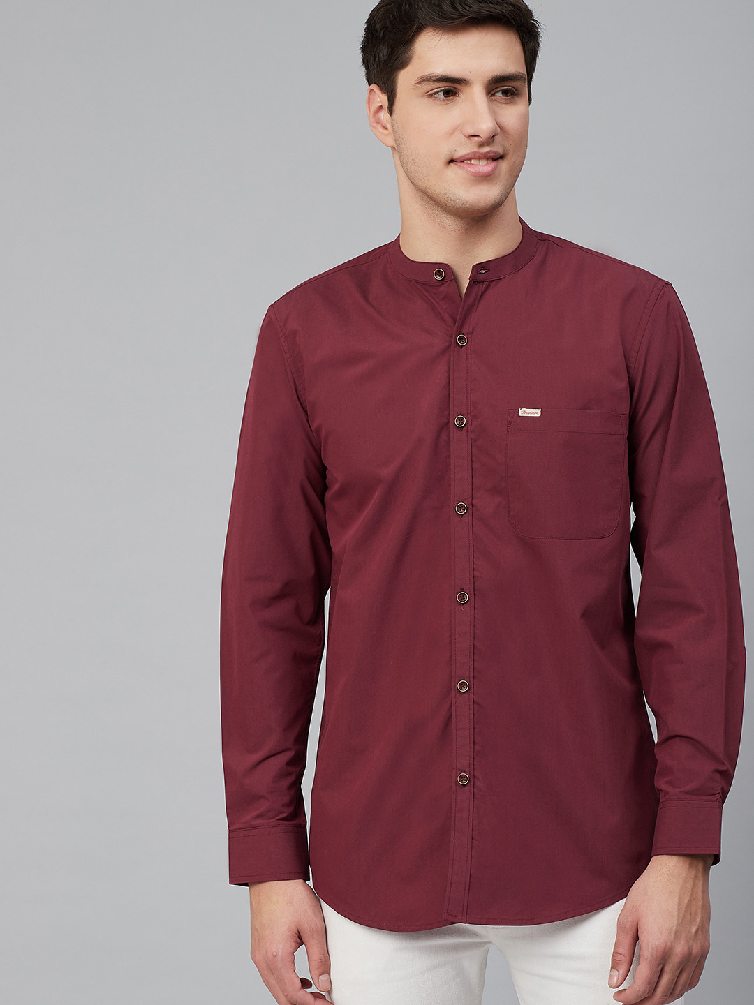 

DENNISON Men Maroon Comfort Slim Fit Handcrafted Solid Casual Shirt