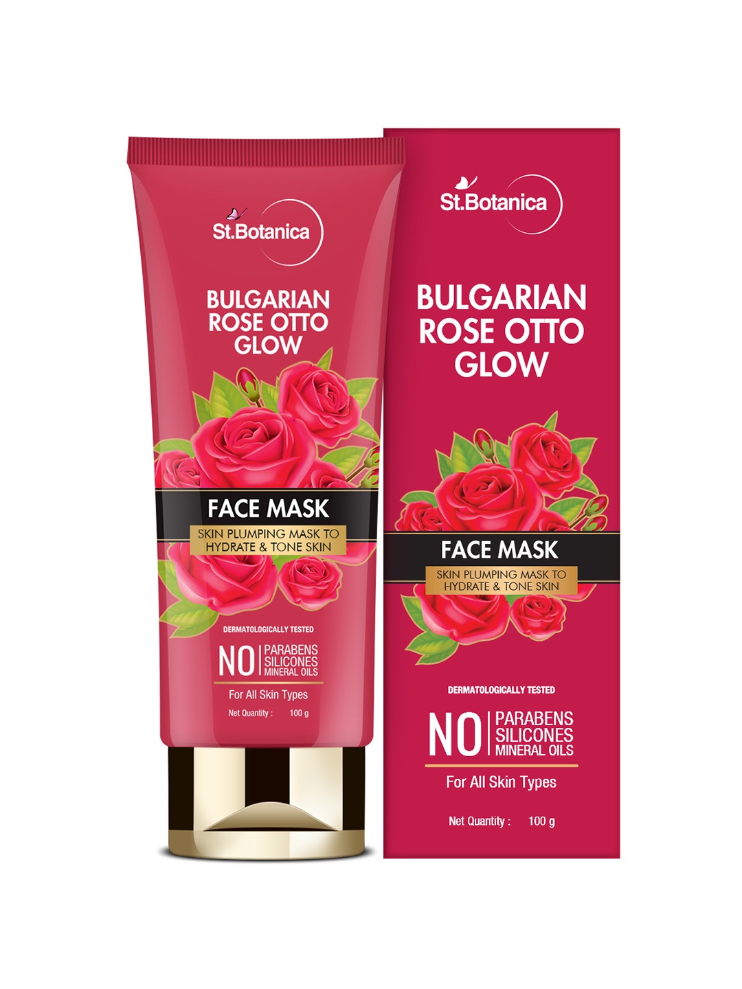 

StBotanica Bulgarian Rose Otto Glow Face Mask 100gm, Red
