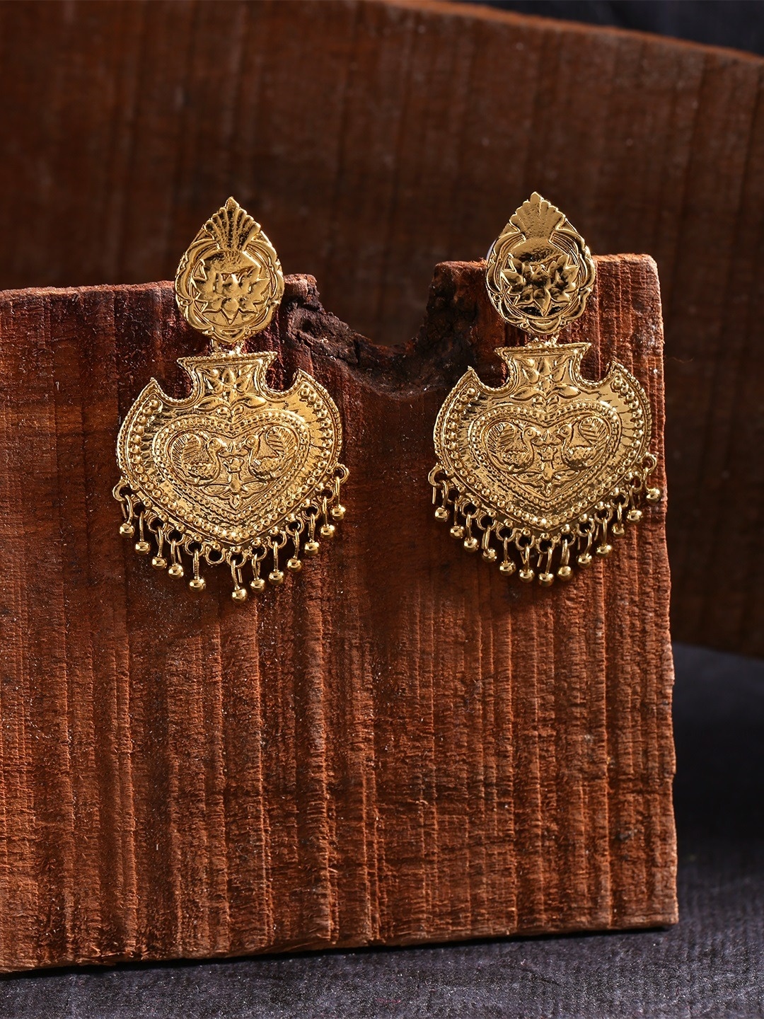 

Fida Gold-Toned Peacock Shaped Drop Earrings