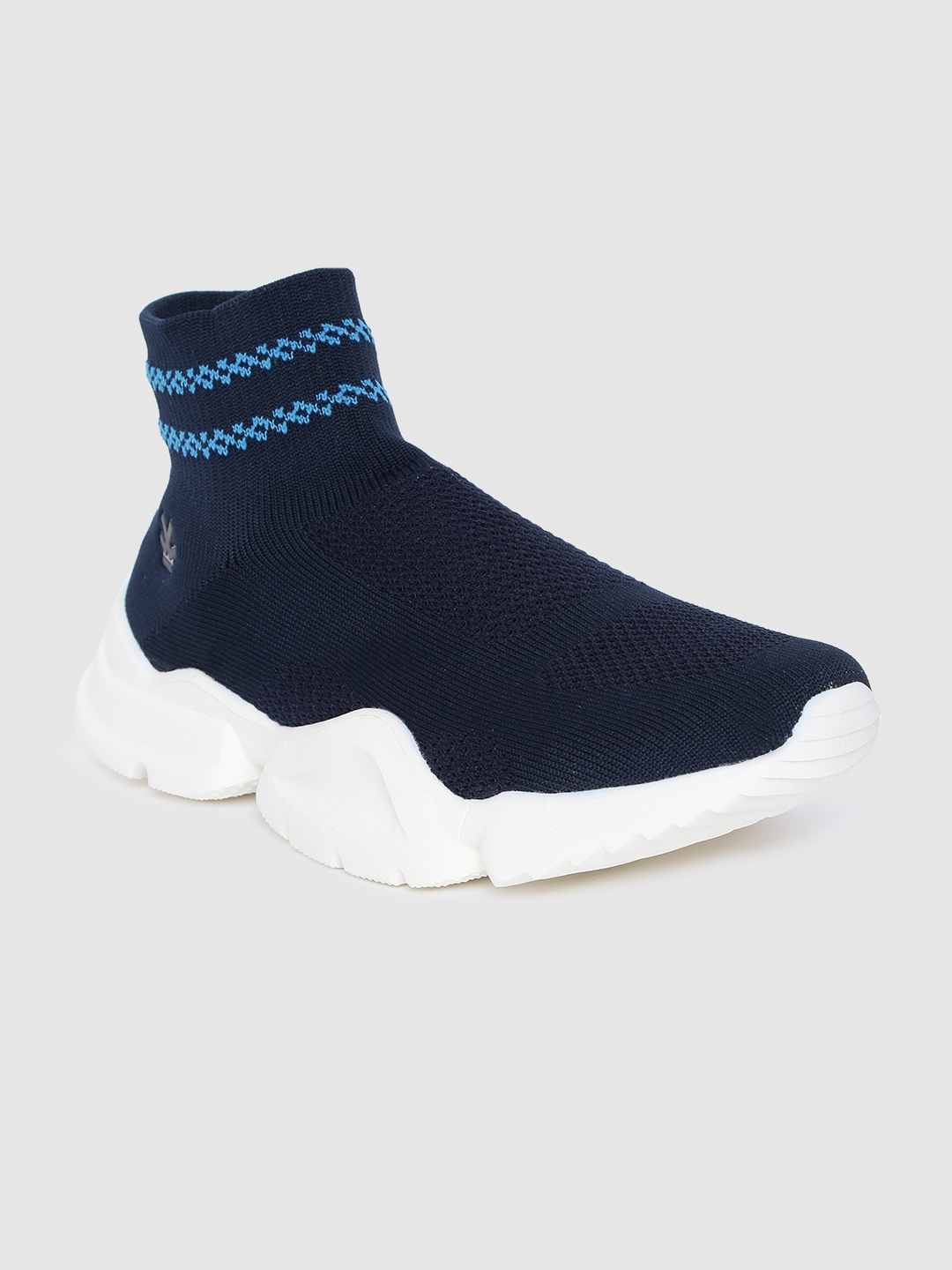 

WROGN Men Navy Blue Solid Mid-Top Slip-On Sneakers