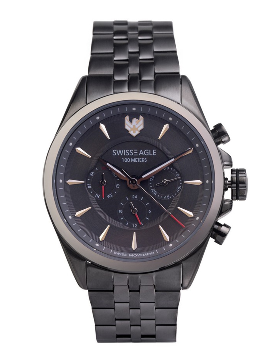 

Swiss Eagle Men Grey Analogue Chronograph Watch SE-9164-33