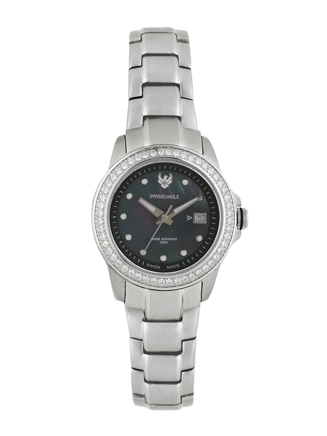 

Swiss Eagle Women Pearly Black Dial Watch SE-6033-11