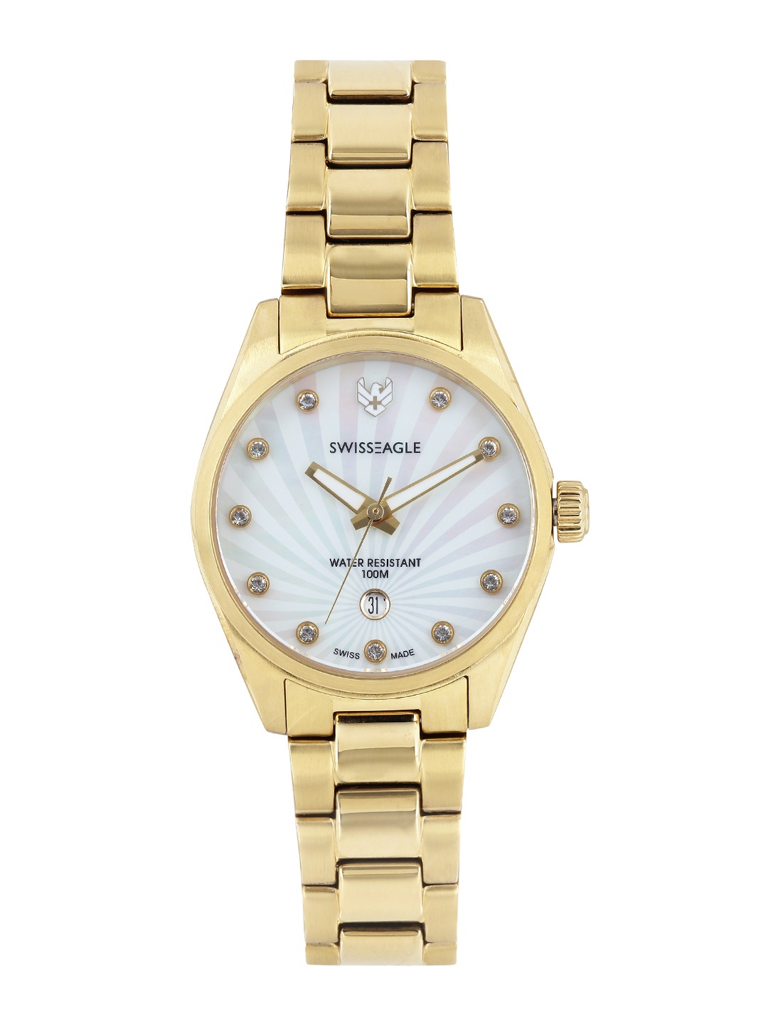 

Swiss Eagle Women Pearly White Dial Watch SE-6048-44