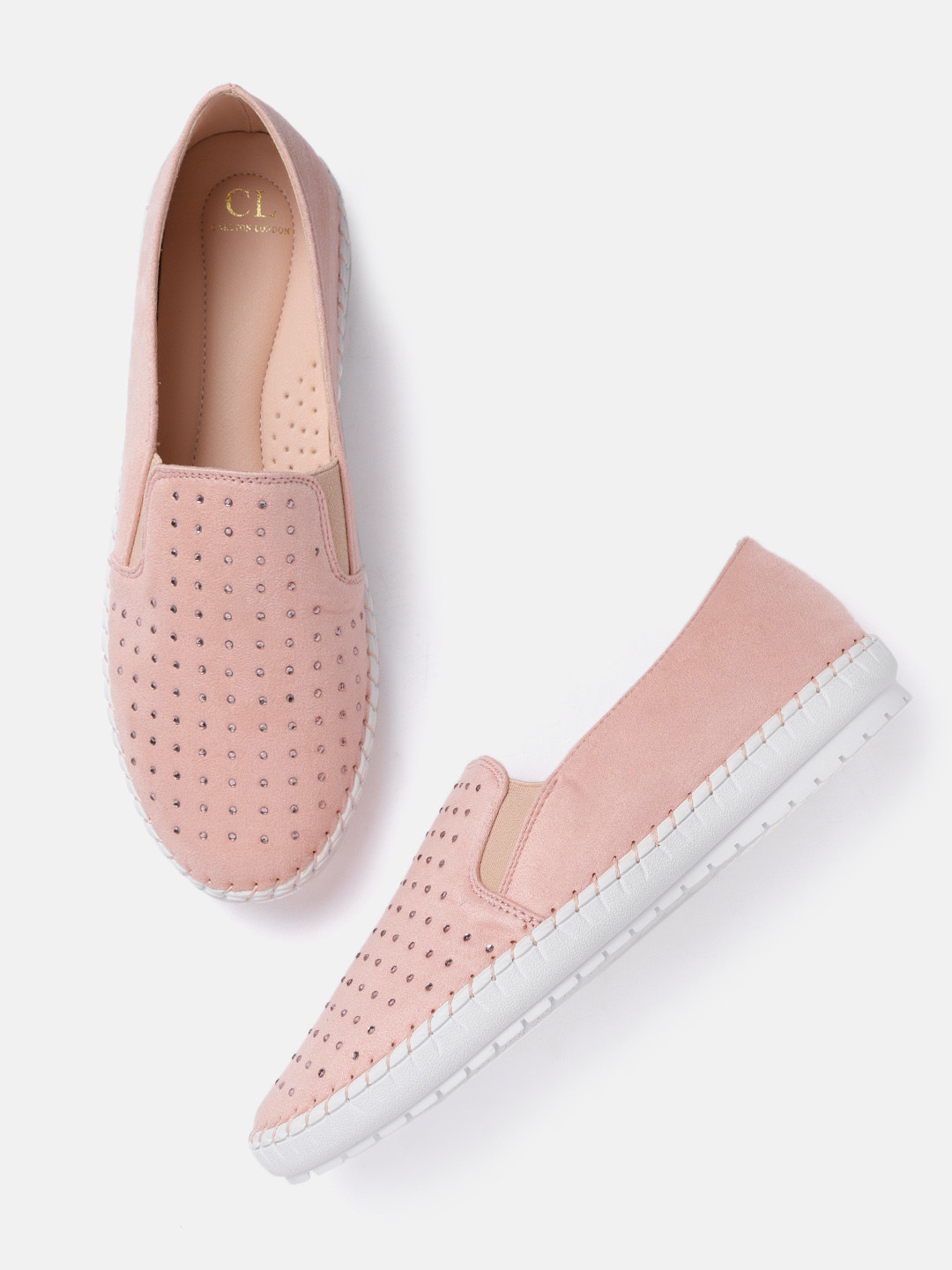 

Carlton London Women Pink Embellished Slip-On Sneakers