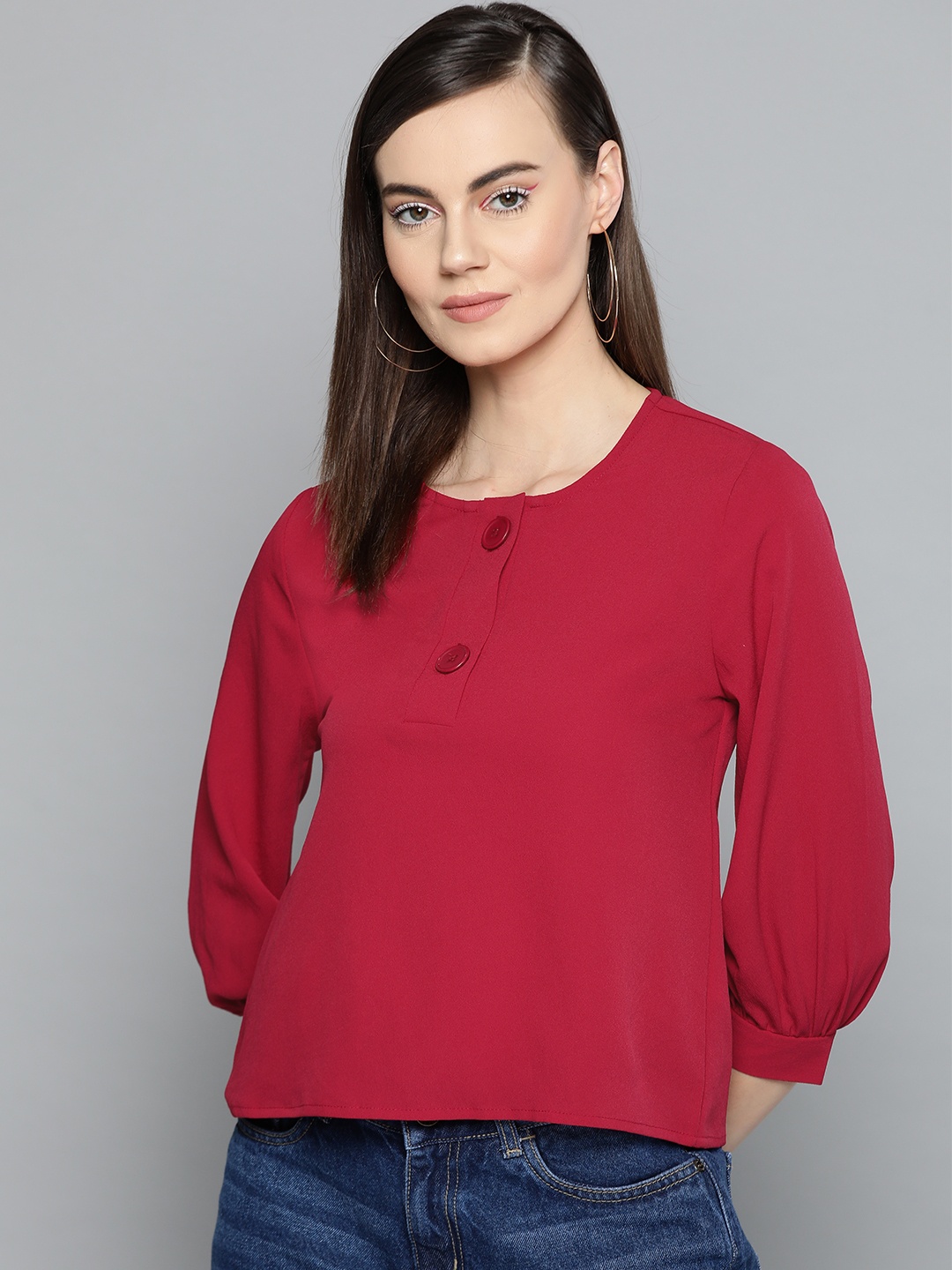 

Harpa Women Red Solid Top