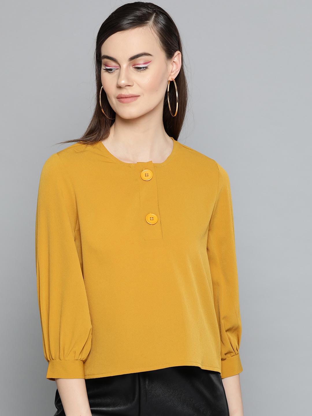 

Harpa Women Mustard Yellow Solid Top