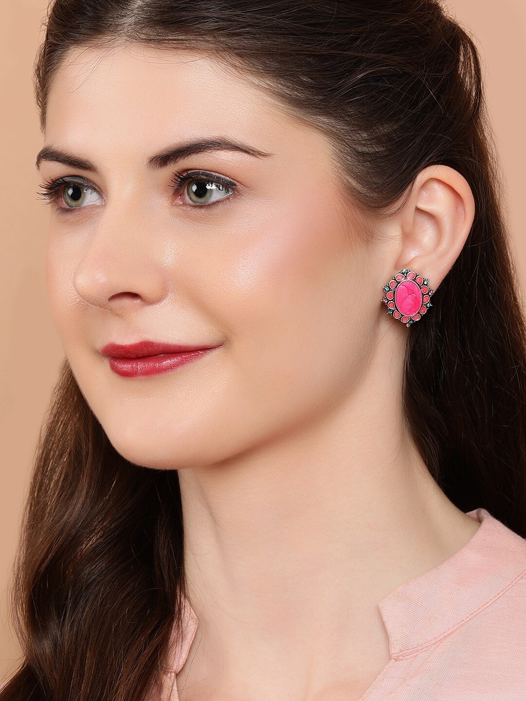 

Rubans Silver-Plated & Pink Classic Studs