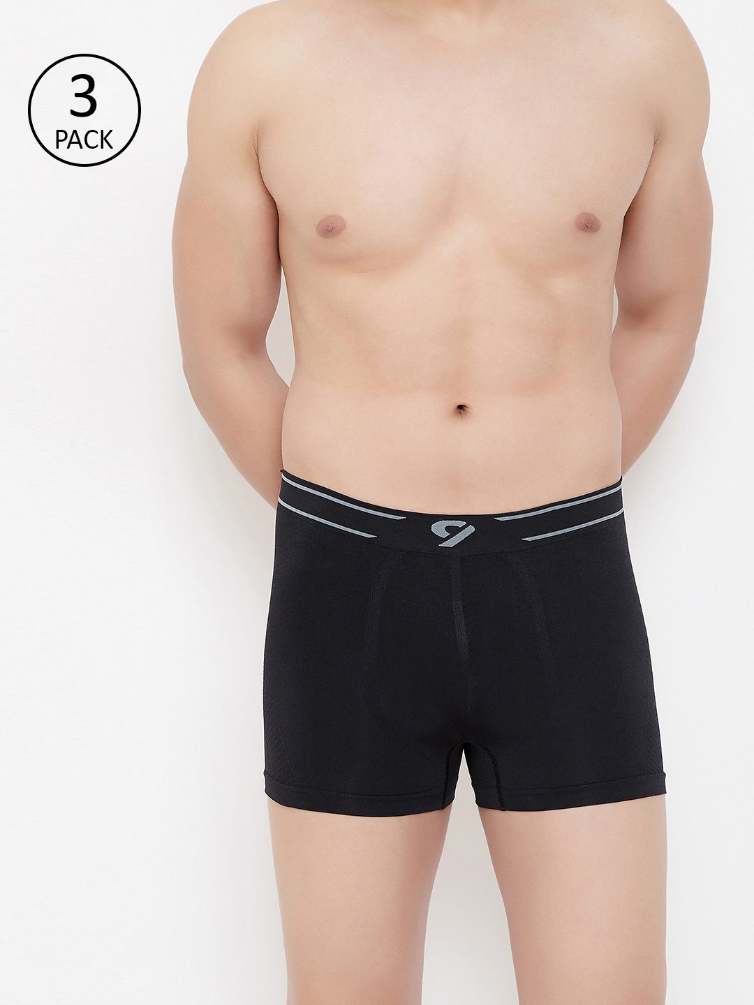 

C9 AIRWEAR Men Pack of 3 Black Solid Seamless Trunks P602_BLK