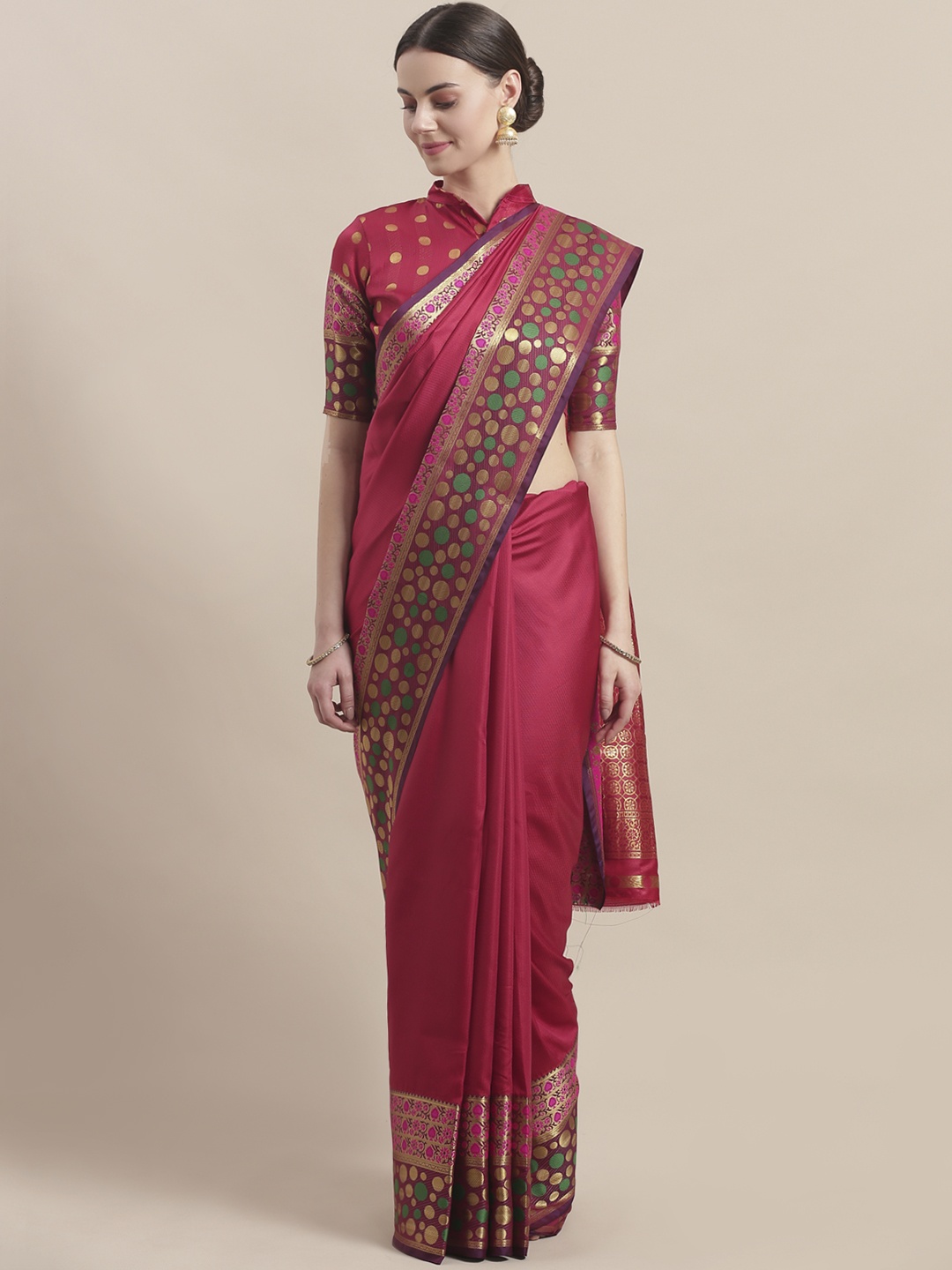 

Saree mall Maroon Woven Design Banarasi Saree