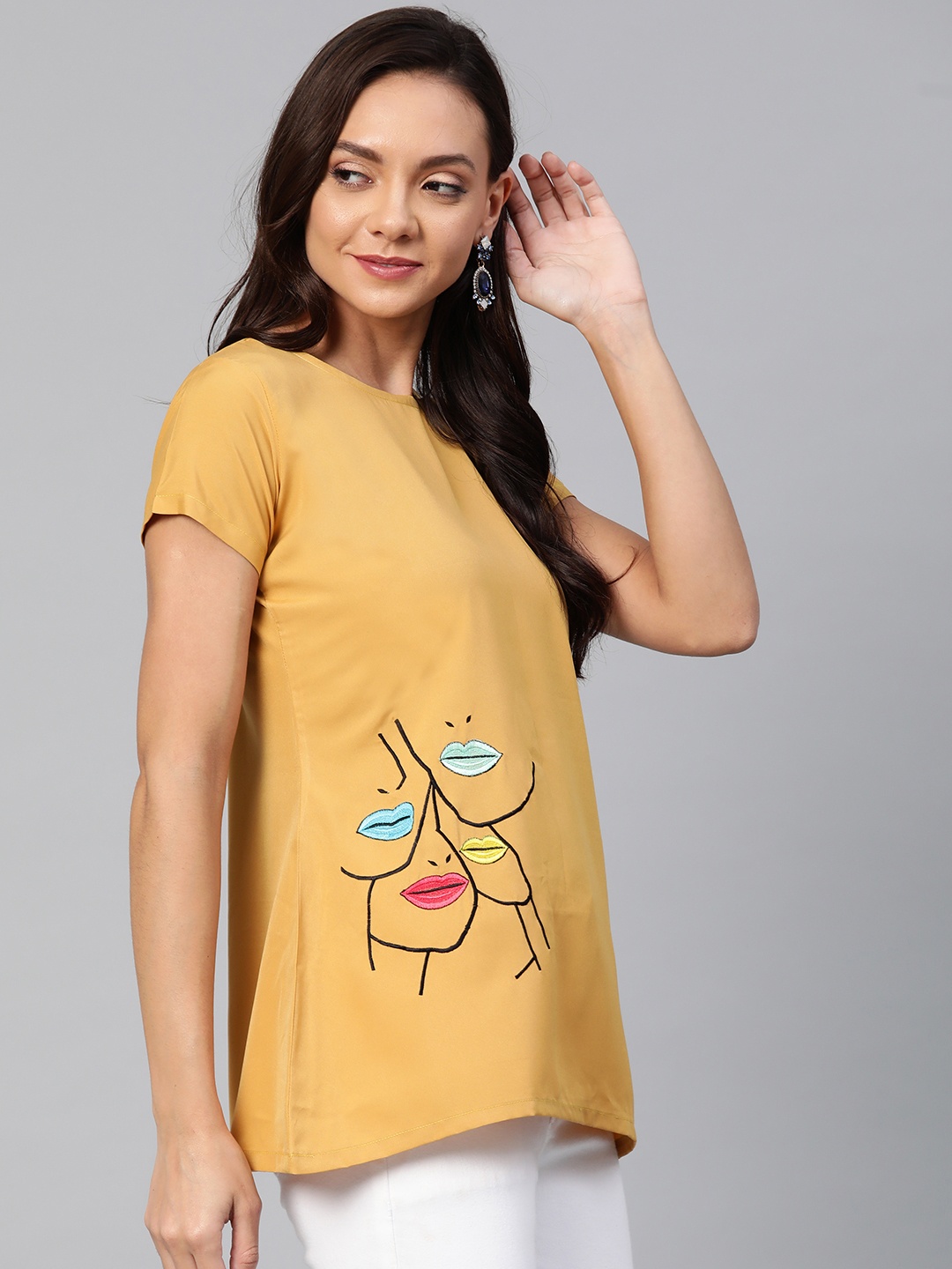 

Wabii Women Mustard Yellow Solid Top