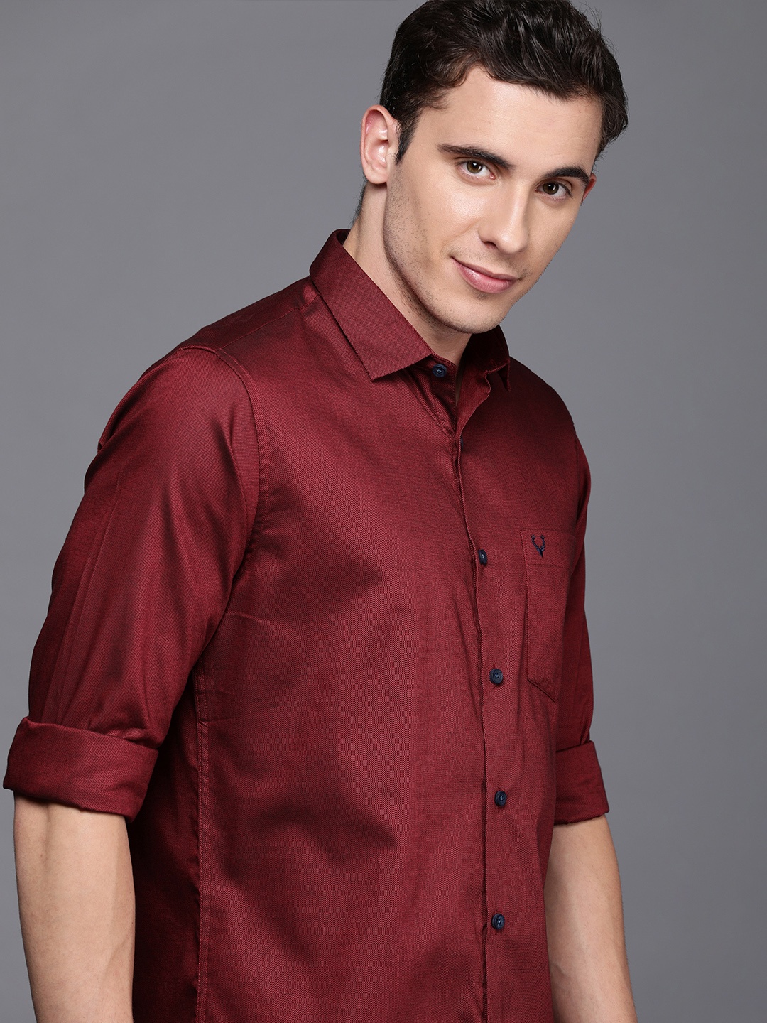 

Allen Solly Men Maroon Sport Regular Fit Self Design Casual Shirt