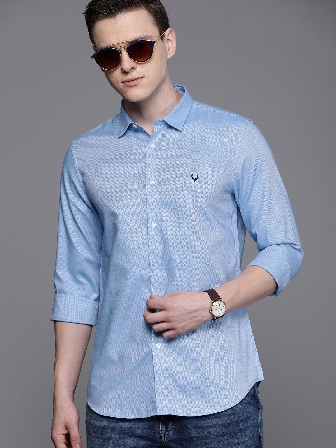 

Allen Solly Sport Men Blue Ultra Slim Fit Self Design Casual Shirt