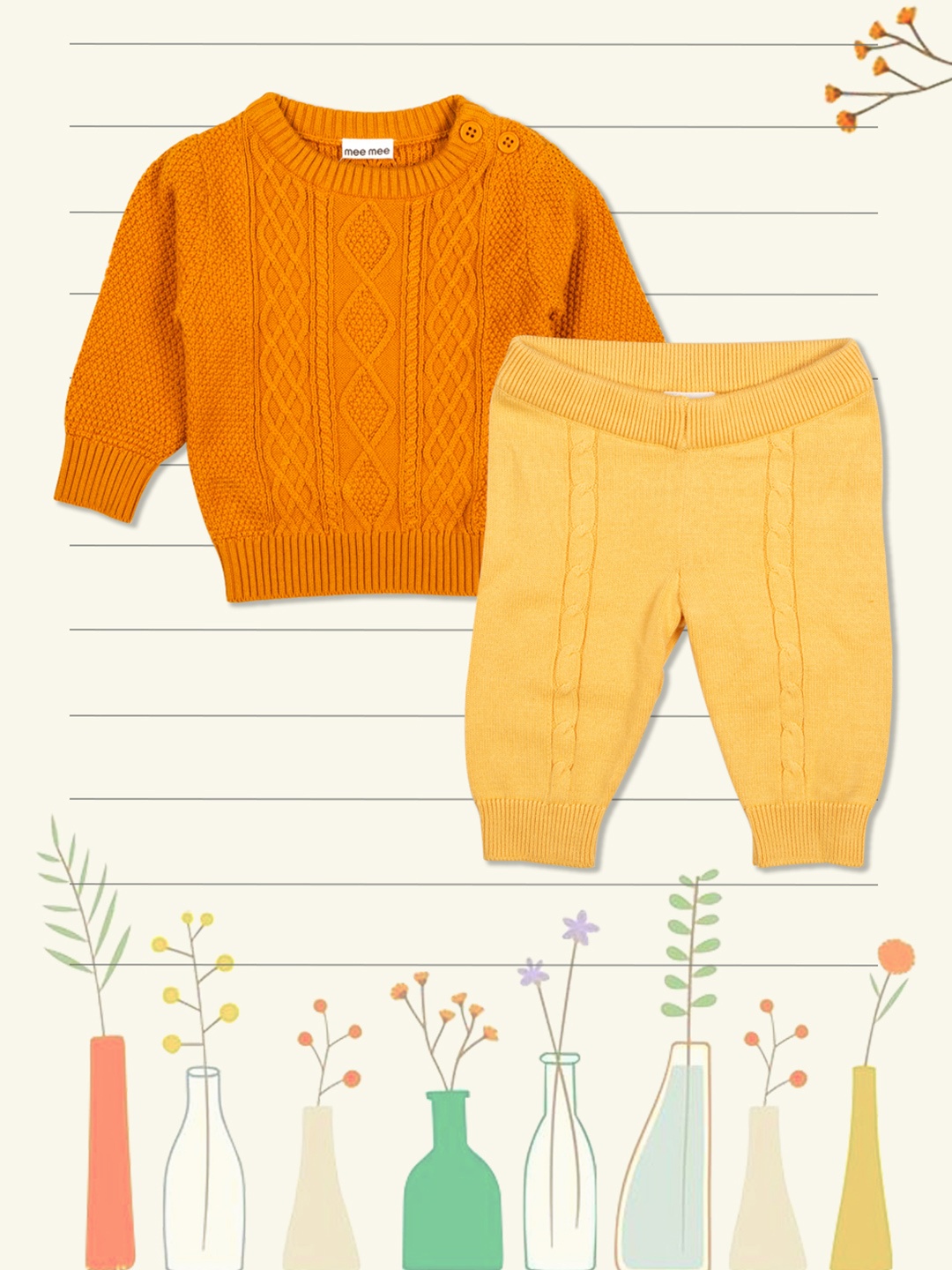 

MeeMee Boys Yellow & Orange Self Design T-shirt with Leggings