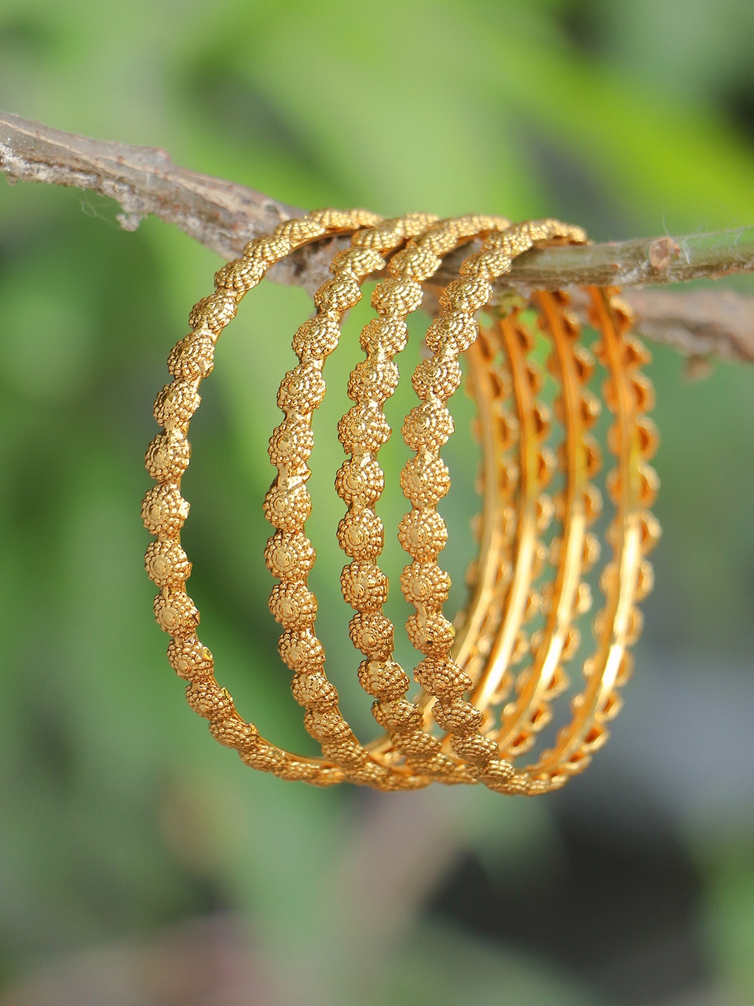 

Adwitiya Collection Set of Four 24k Gold-Plated Handcrafted Bangles