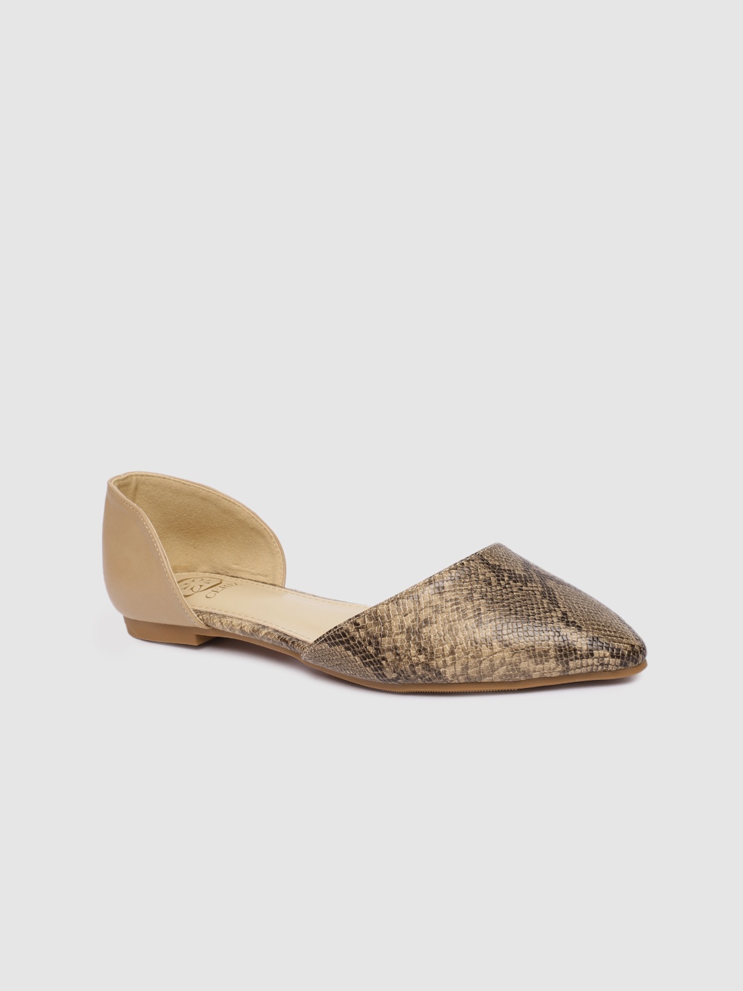 

CERIZ Women Beige & Brown Animal Textured Ballerinas